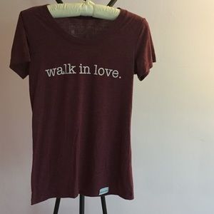 Walk in Love women's tee maroon